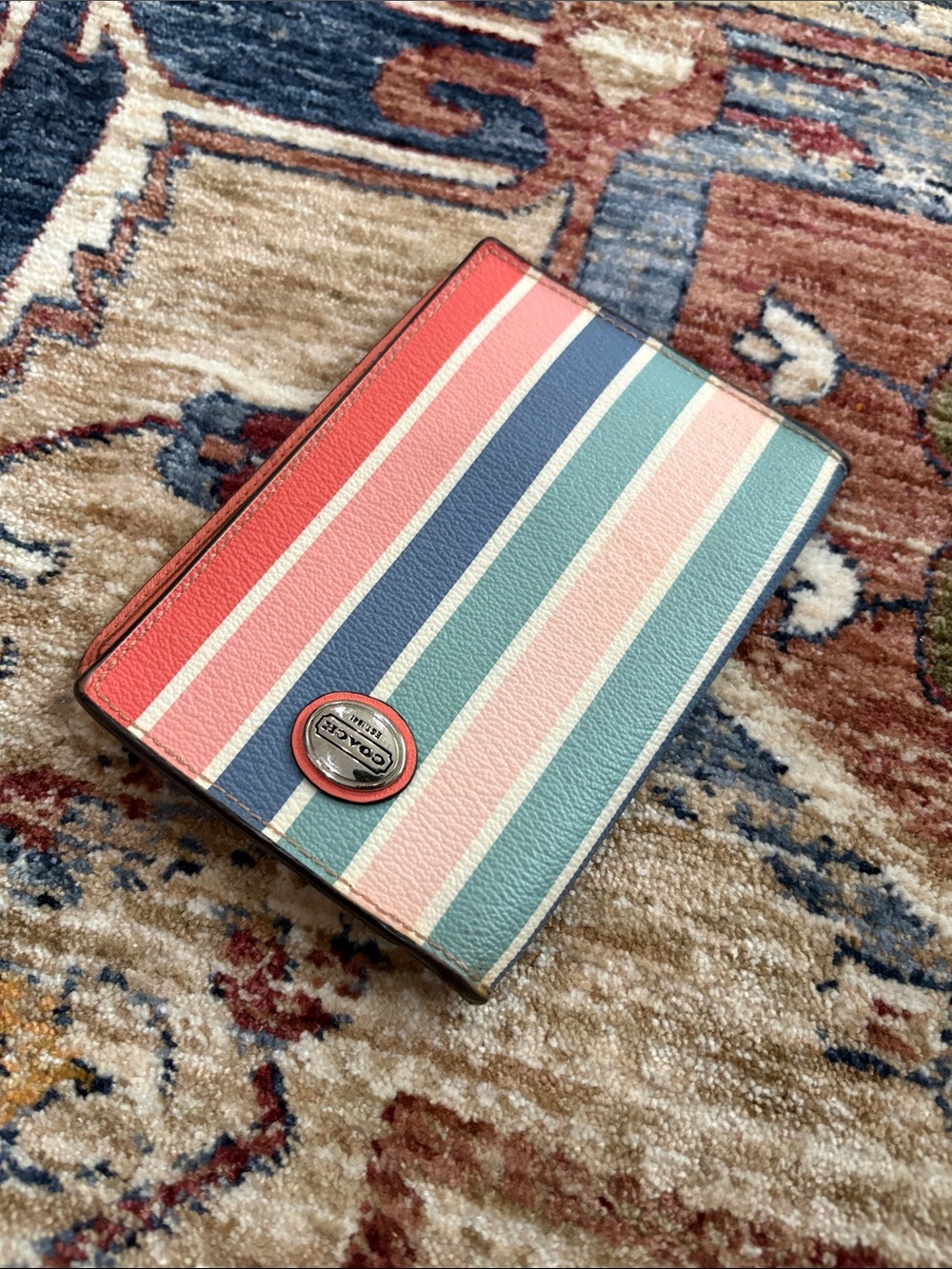 COACH Peyton Rainbow Multi Striped Wallet Small ID Holder